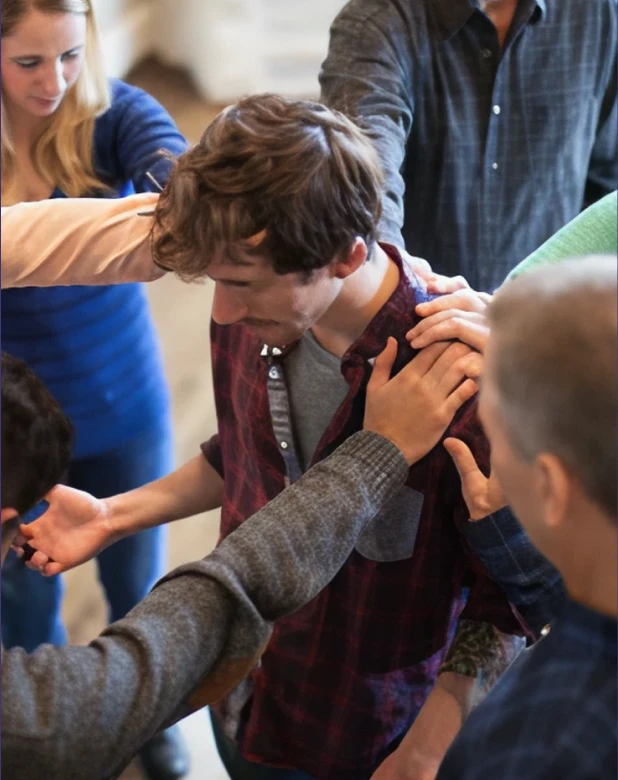 Church community praying together