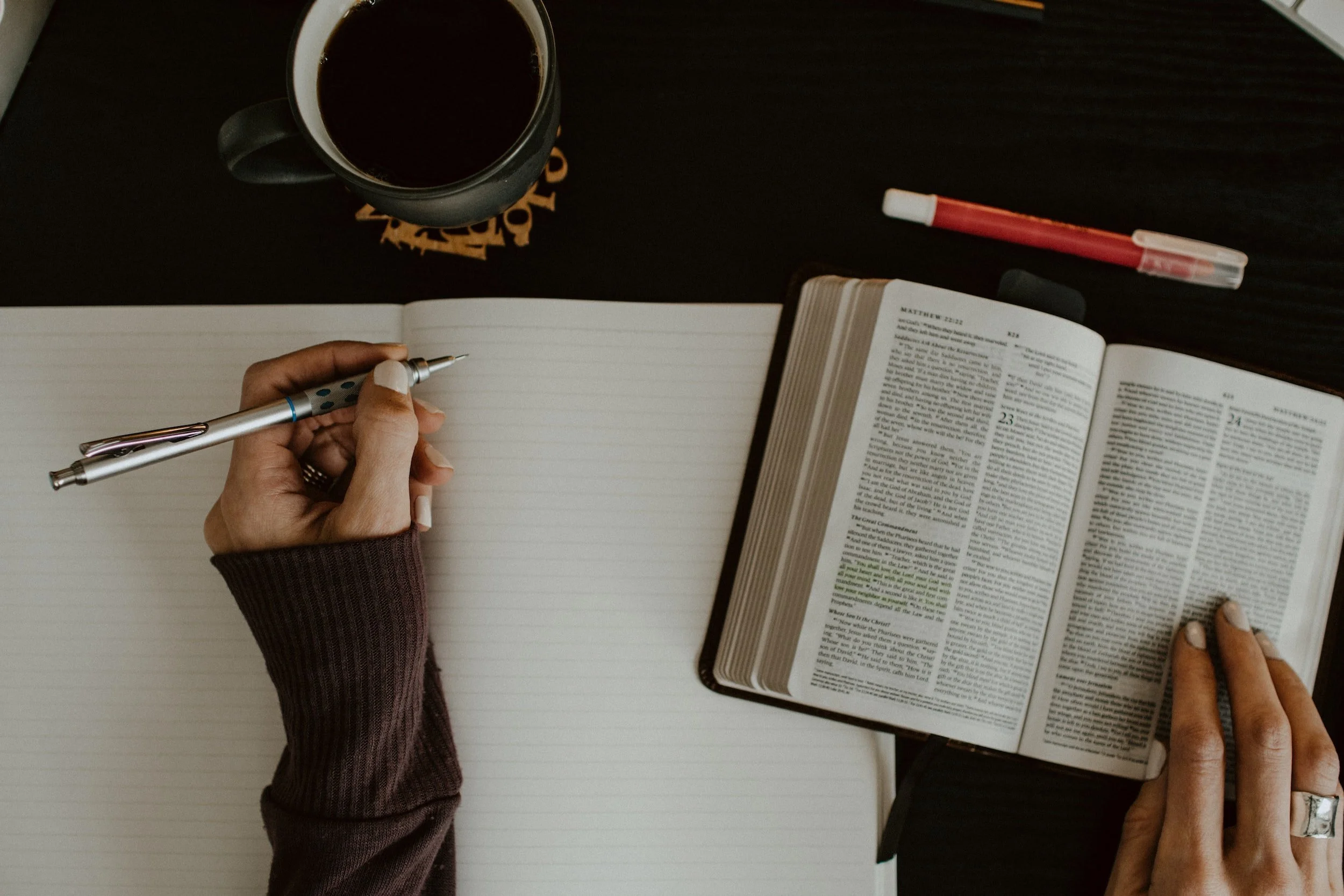 Woman reading Bible